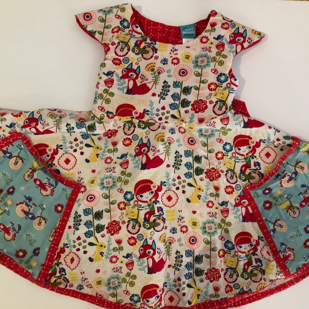 Little Miss Marmalade Retro Vintage Style Holiday Party Dress Bicycle Fox MCM